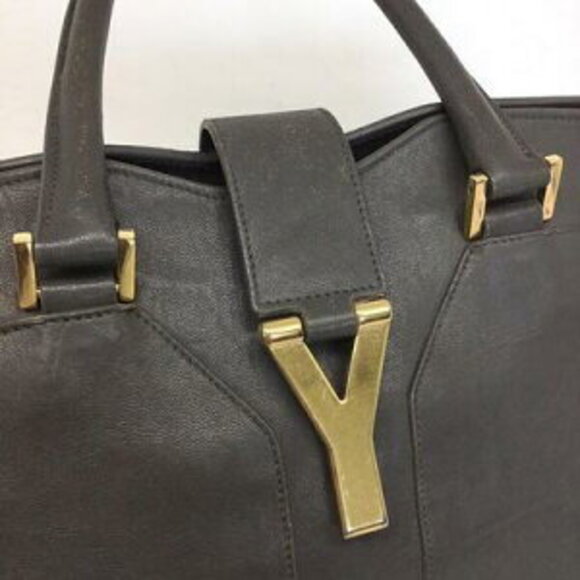 Saint Laurent Cabas Yves Chyc tote bag in Gray leather - Picture 5 of 15